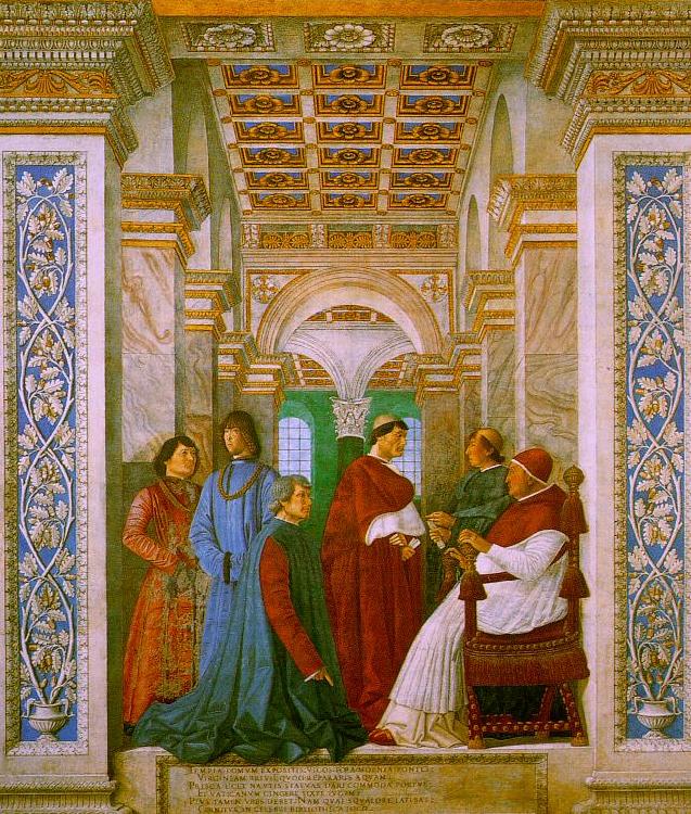Melozzo da Forli Sixtus II with his Nephews and his Librarian Palatina Germany oil painting art